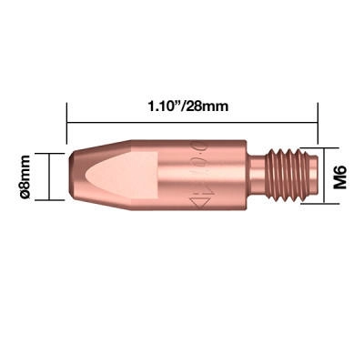 Stromdüse D=1.0 mm - M6 x 28mm - E-Cu (Set à 10 Stk.)